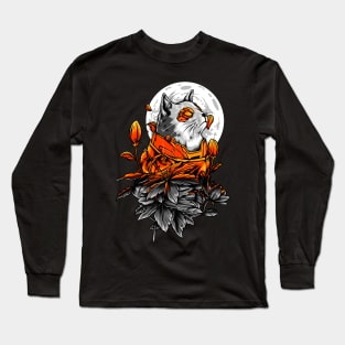 Crazy Space Cat Design Long Sleeve T-Shirt